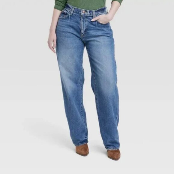 Women's Mid-Rise 90's Baggy Jeans - Universal Thread Medium Wash 6 - Picture 1 of 5